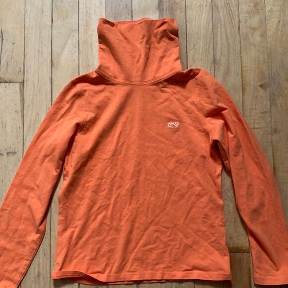 Vineyard Vines orange lightweight turtleneck.  Size 4-6 - Picture 1 of 3